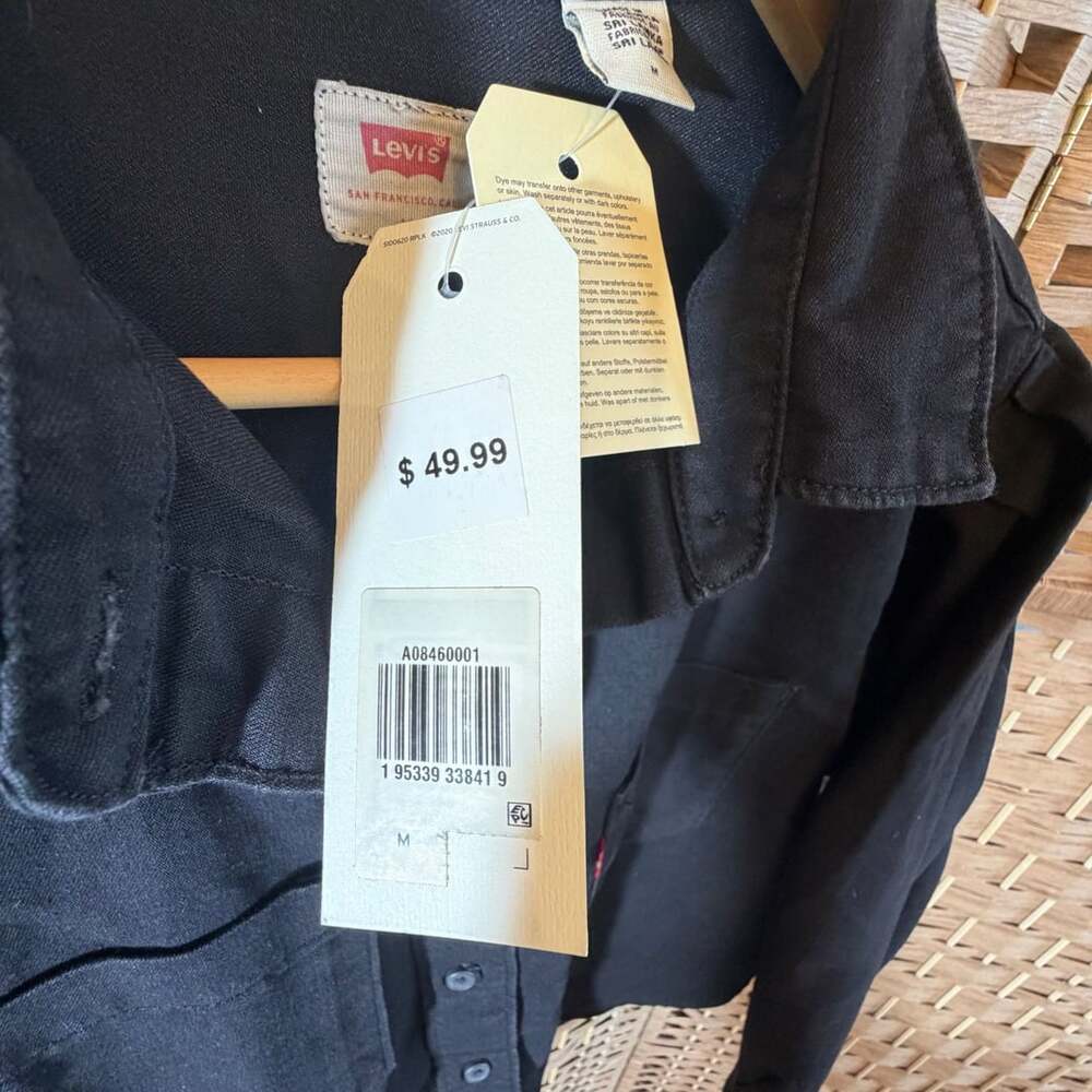 Levi's Long Sleeve Button Up Women Shirt Size M Black Cotton Blend - Picture 5 of 10